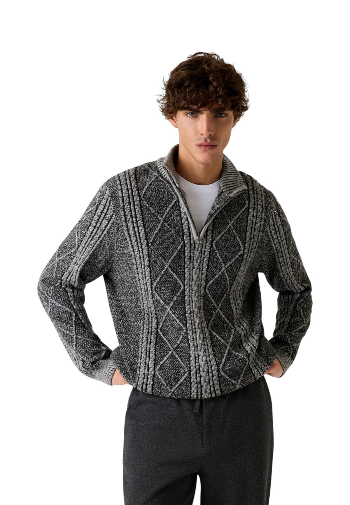 Maglione Collo Alto M5BR44 Jet Black Multi