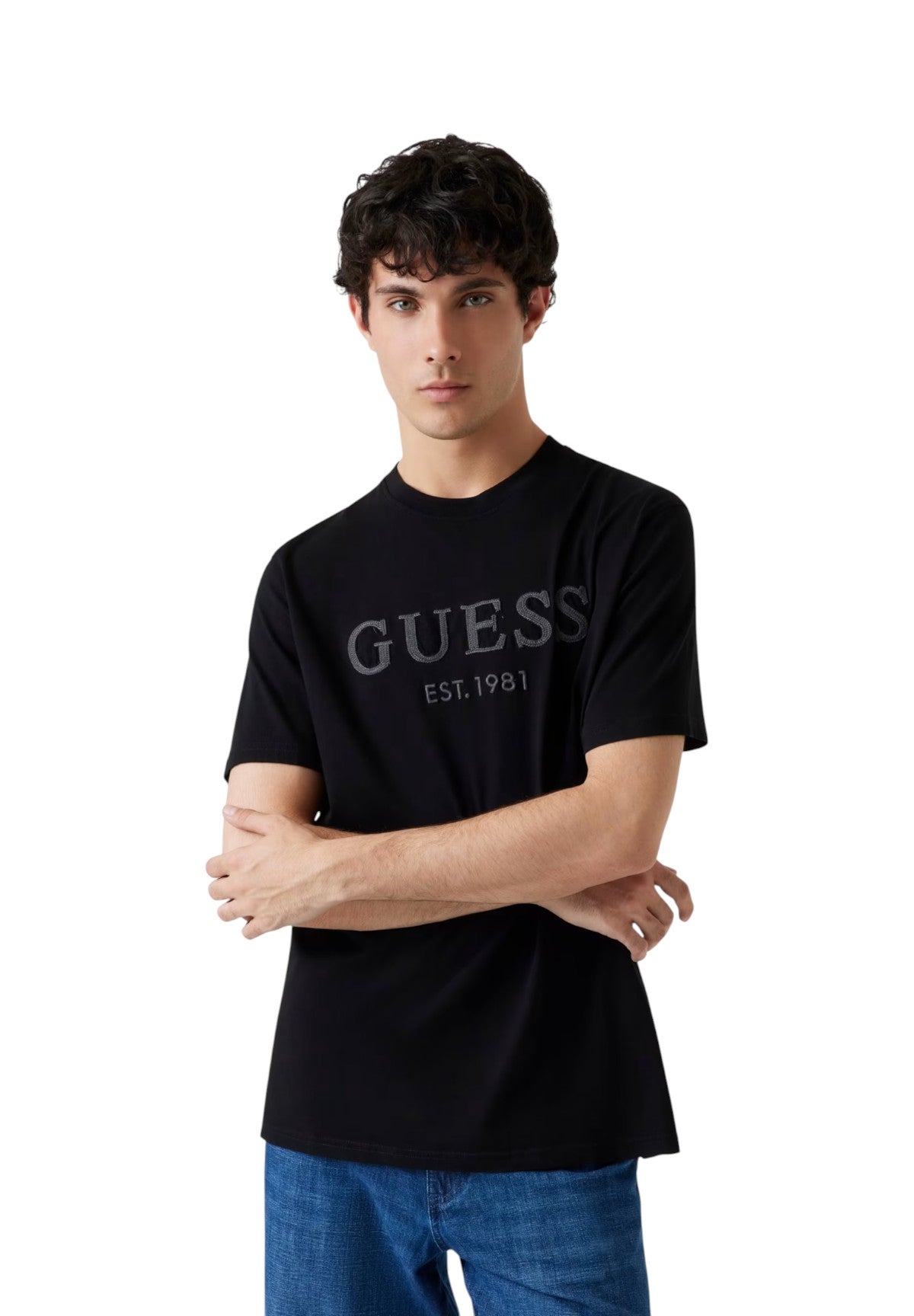 T-shirt a Maniche Corte Logo Frontale M5YI17 Jet Black A996