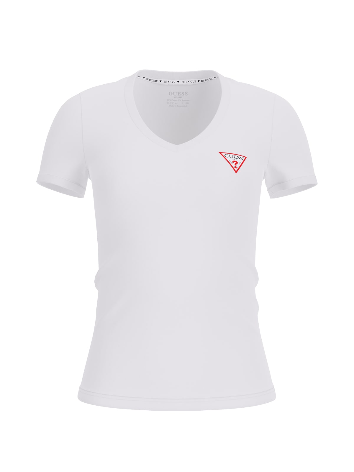 T-shirt con Scollo a V Mini Triangle W2YI45 Pure White