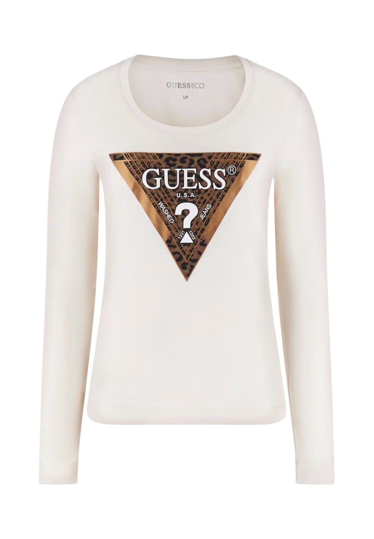 T-shirt a Maniche Lunghe Leo Triangle W5BI75 Cream White