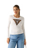 Guess T-shirt a Maniche Lunghe Leo Triangle W5BI75 Cream White