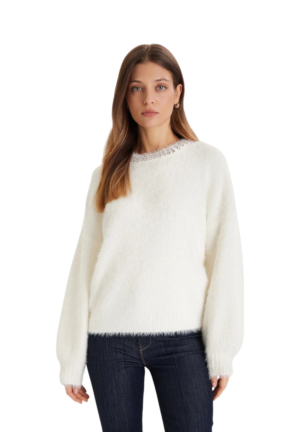 Maglione Girocollo Arisa W5BR58 Dove white