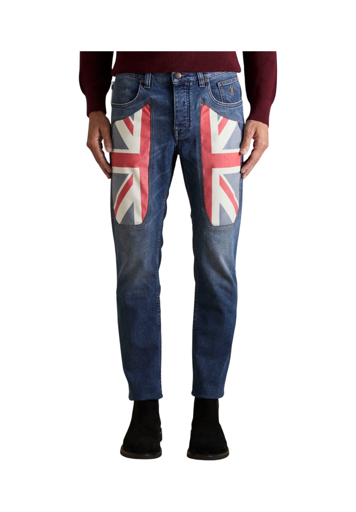 Pantaloni 5 Tasche Anniversary 5 Tasche ANNIV002 Blu Scuro Toppe Uk Colorata