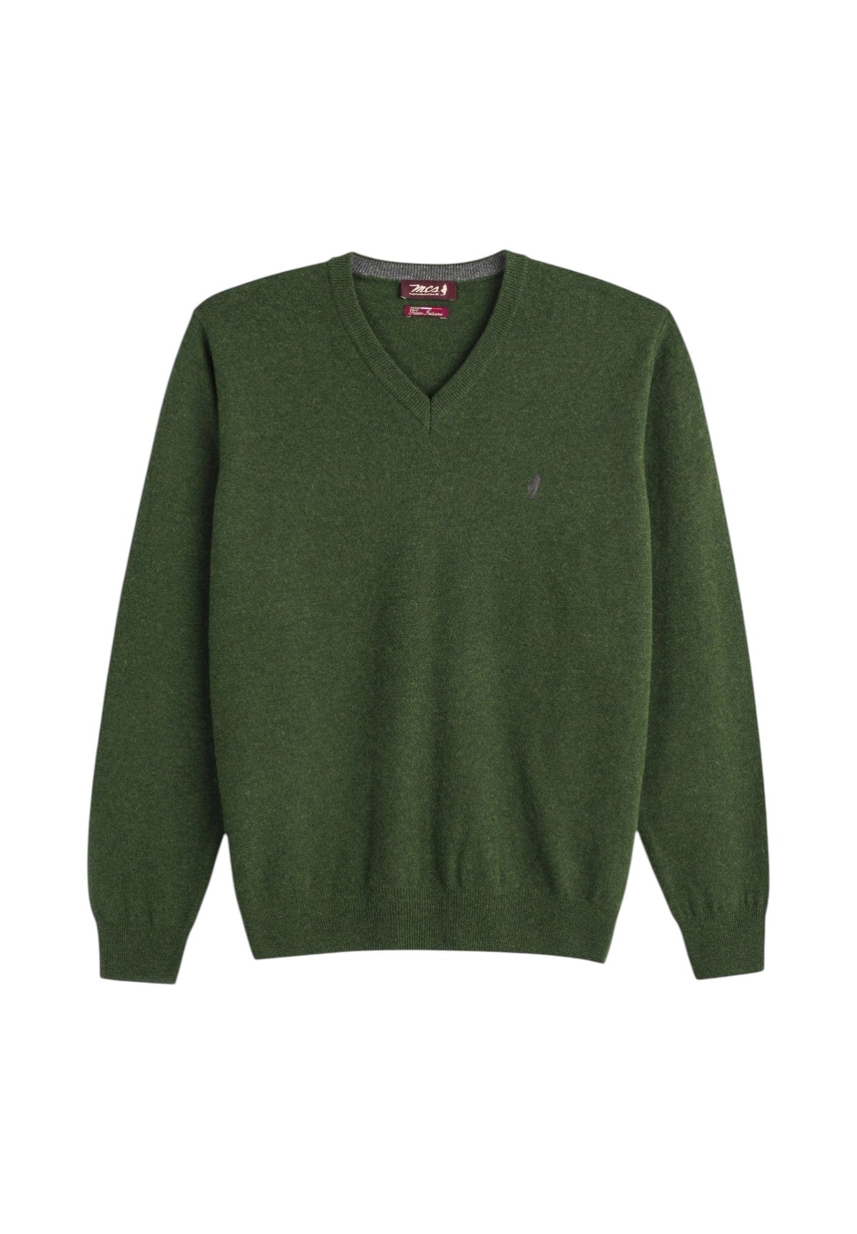 Maglione con Scollo a V G12 Lambswool V Neck Knit 11MKN102-03501 Forest