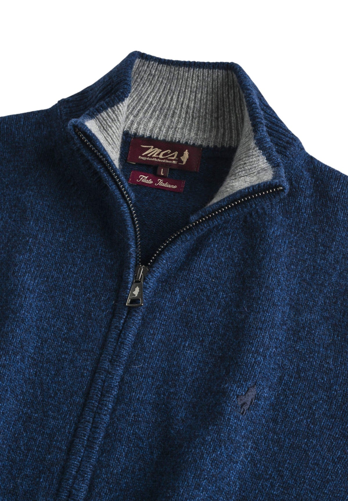 Maglione Collo Alto G7 Wool Mouline' Full-Zip Knit 11MKN109-03503 College Blue