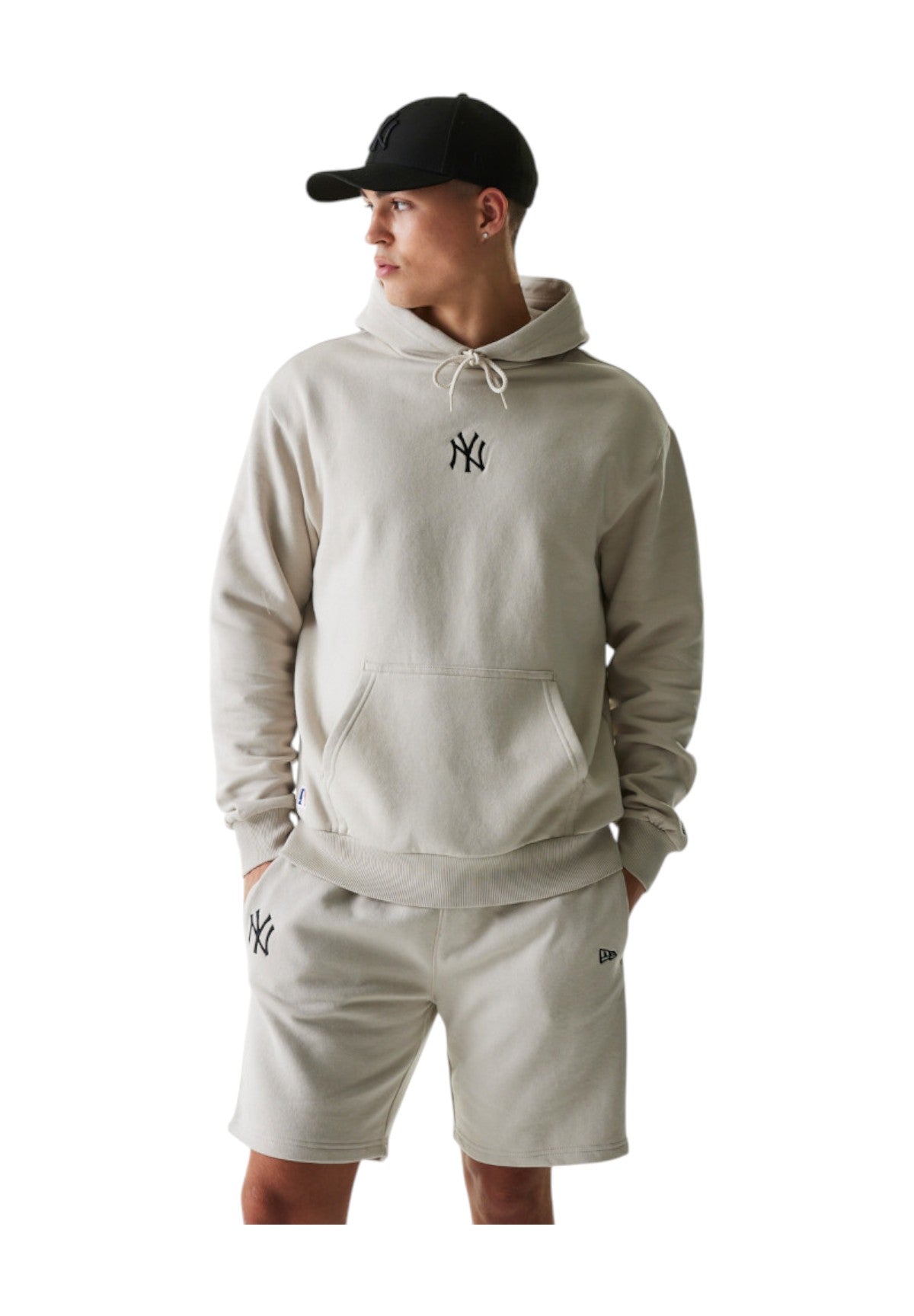 Felpa Pullover con Cappuccio New York Yankees 60675772 Light Beige