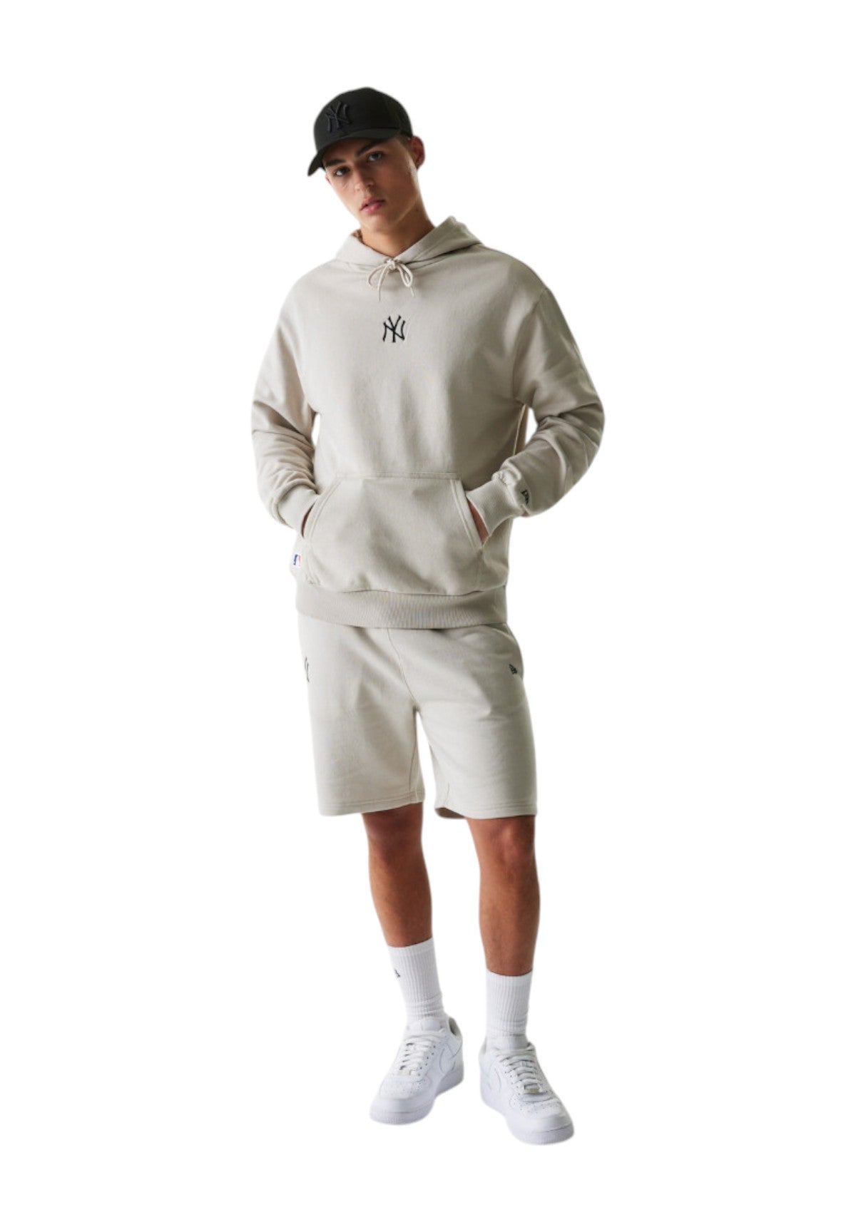 Felpa Pullover con Cappuccio New York Yankees 60675772 Light Beige
