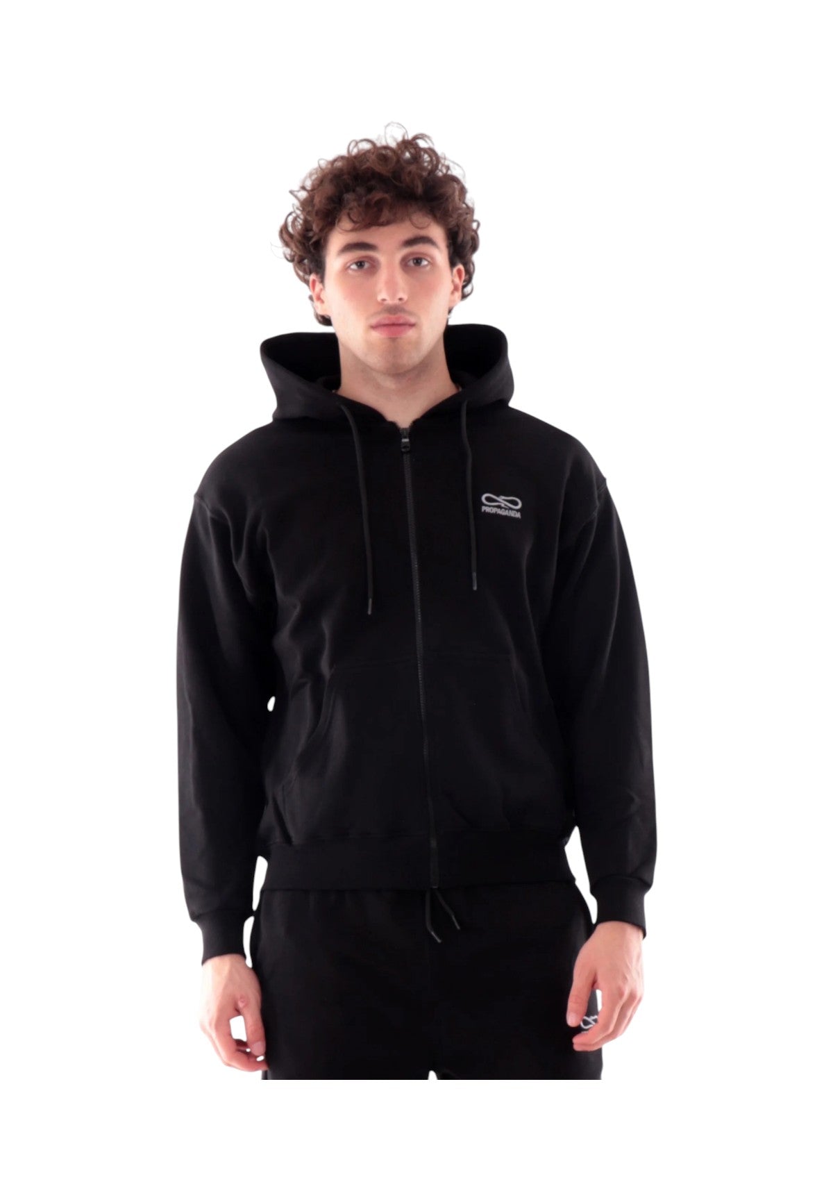 Felpa Full-Zip con Cappuccio Logo Embroidery 25FWPRFE433 Nero