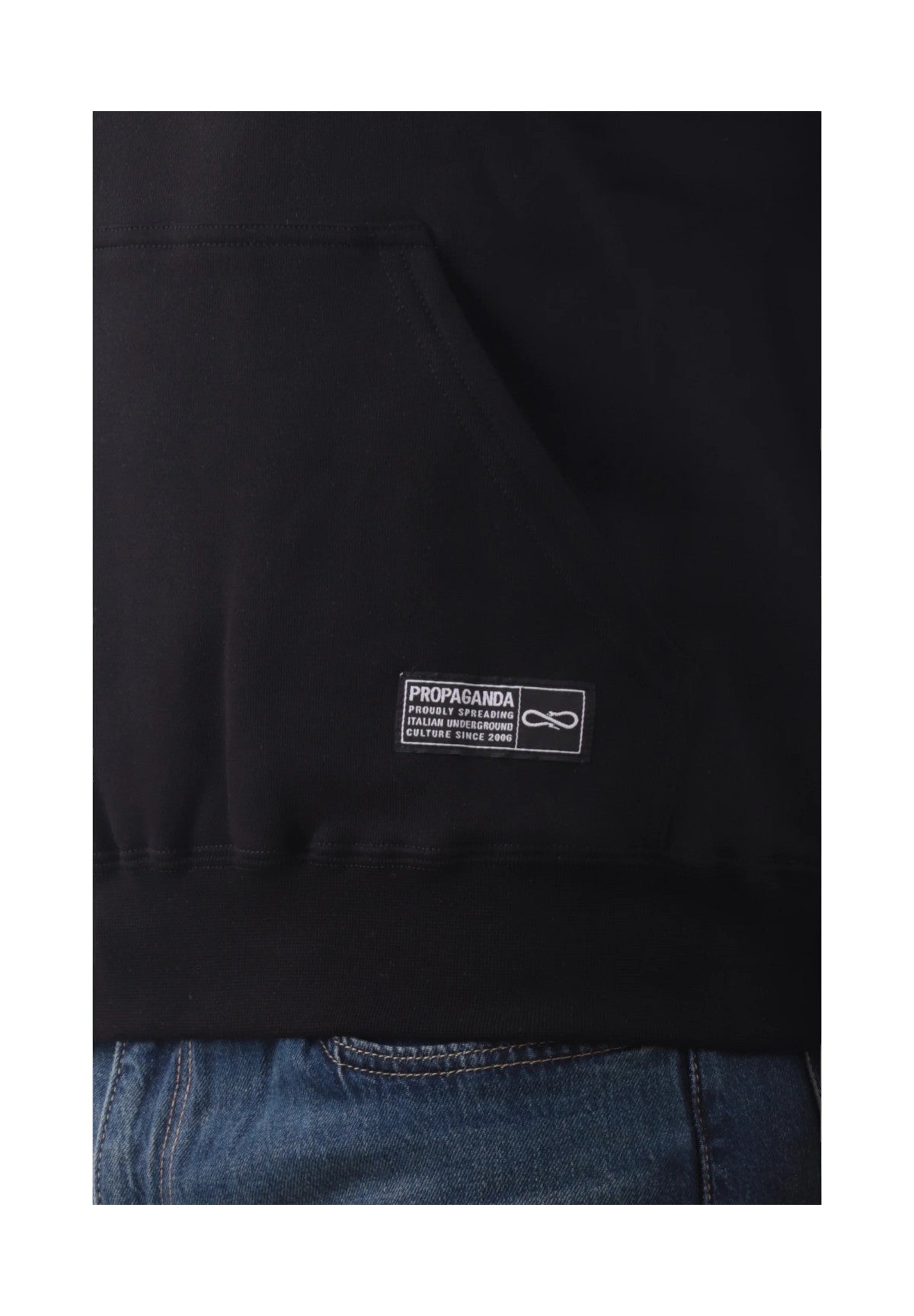 Felpa Pullover con Cappuccio Label Gold 25FWPRFE447 Nero