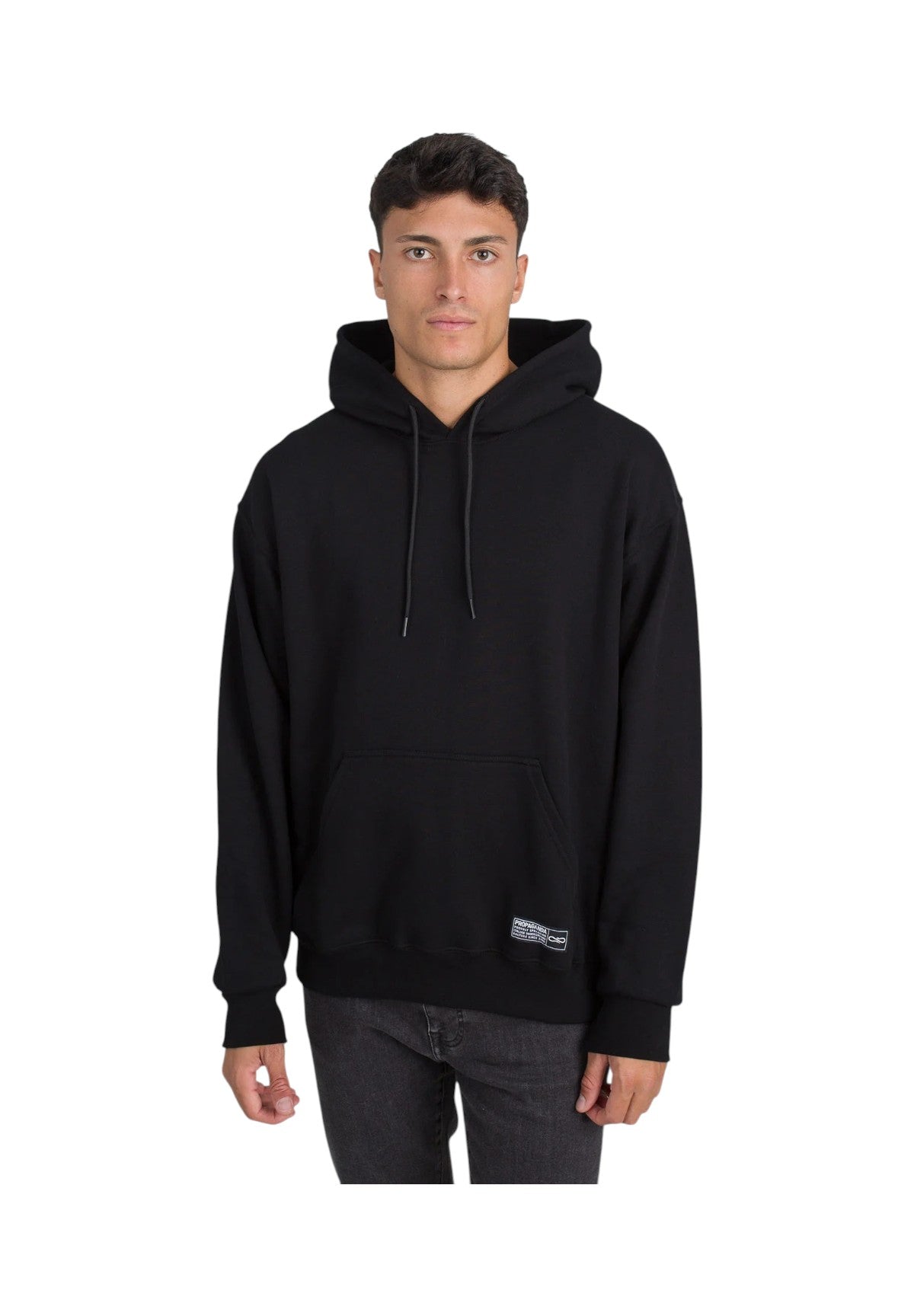 Felpa Pullover con Cappuccio Label Bicolor 25FWPRFE591 Nero