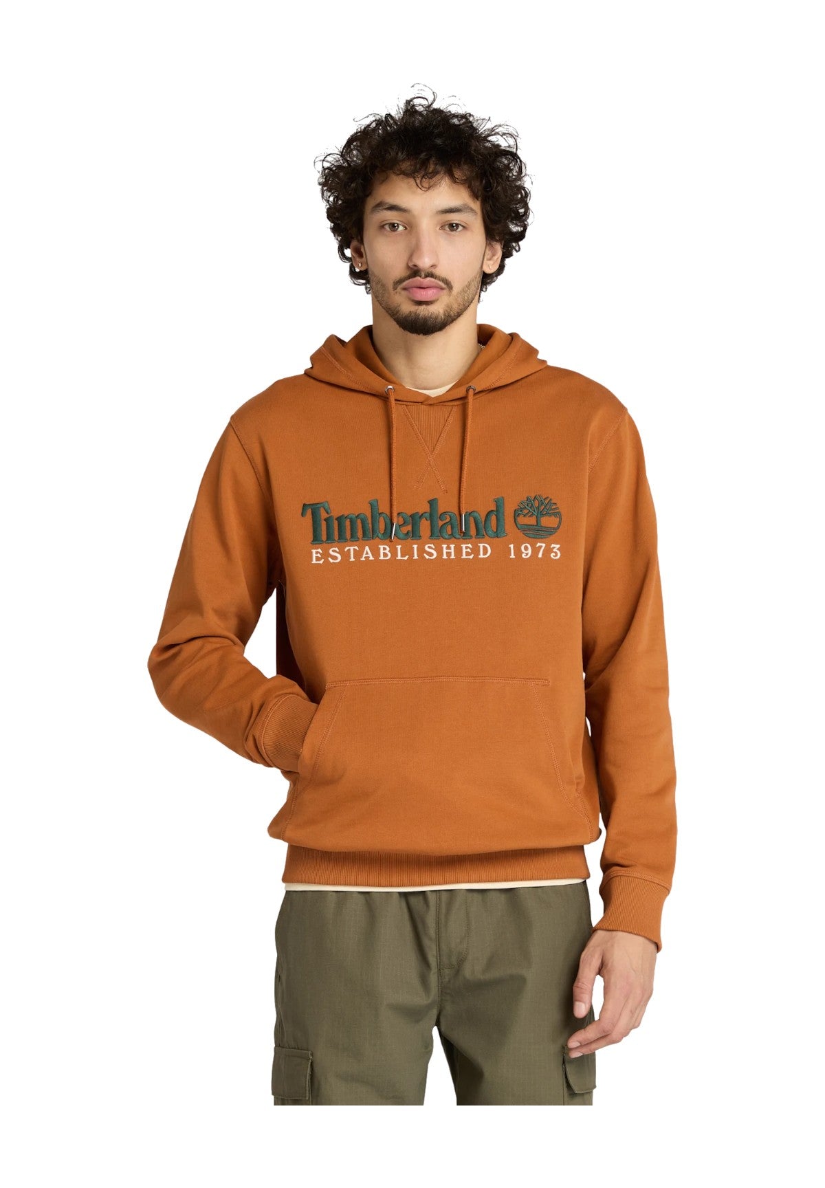 Felpa Pullover con Cappuccio Established 1973 Embroidered Logo TB0A5MX8 Leather Brown