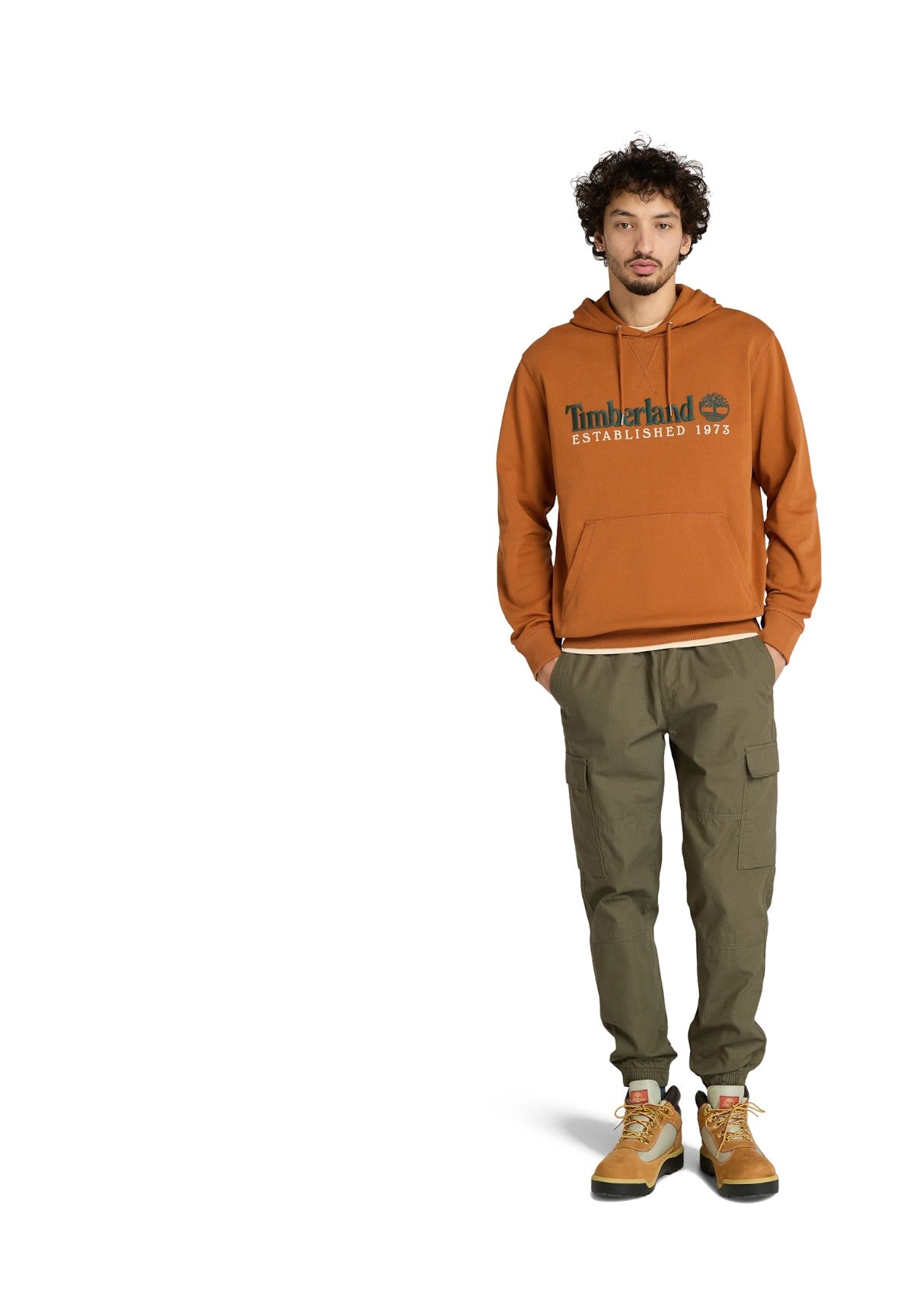 Felpa Pullover con Cappuccio Established 1973 Embroidered Logo TB0A5MX8 Leather Brown