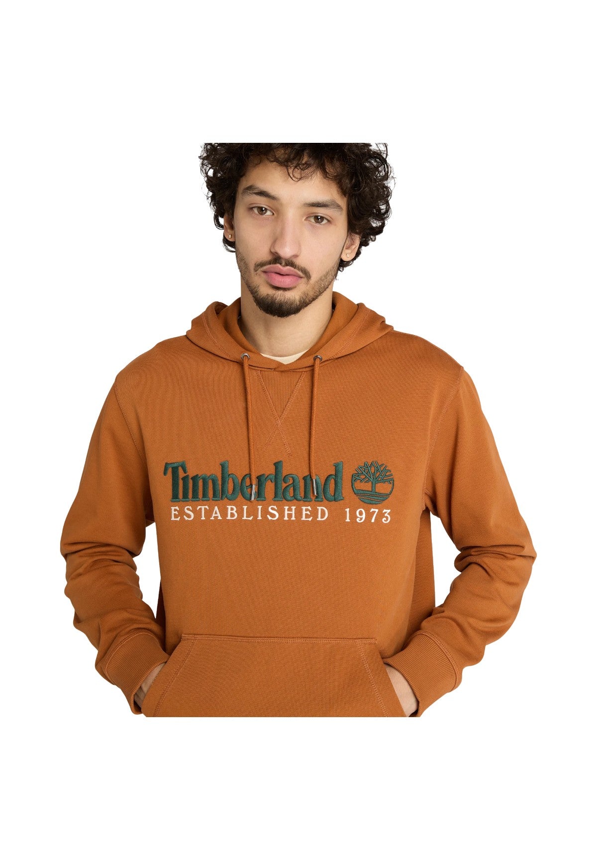 Felpa Pullover con Cappuccio Established 1973 Embroidered Logo TB0A5MX8 Leather Brown