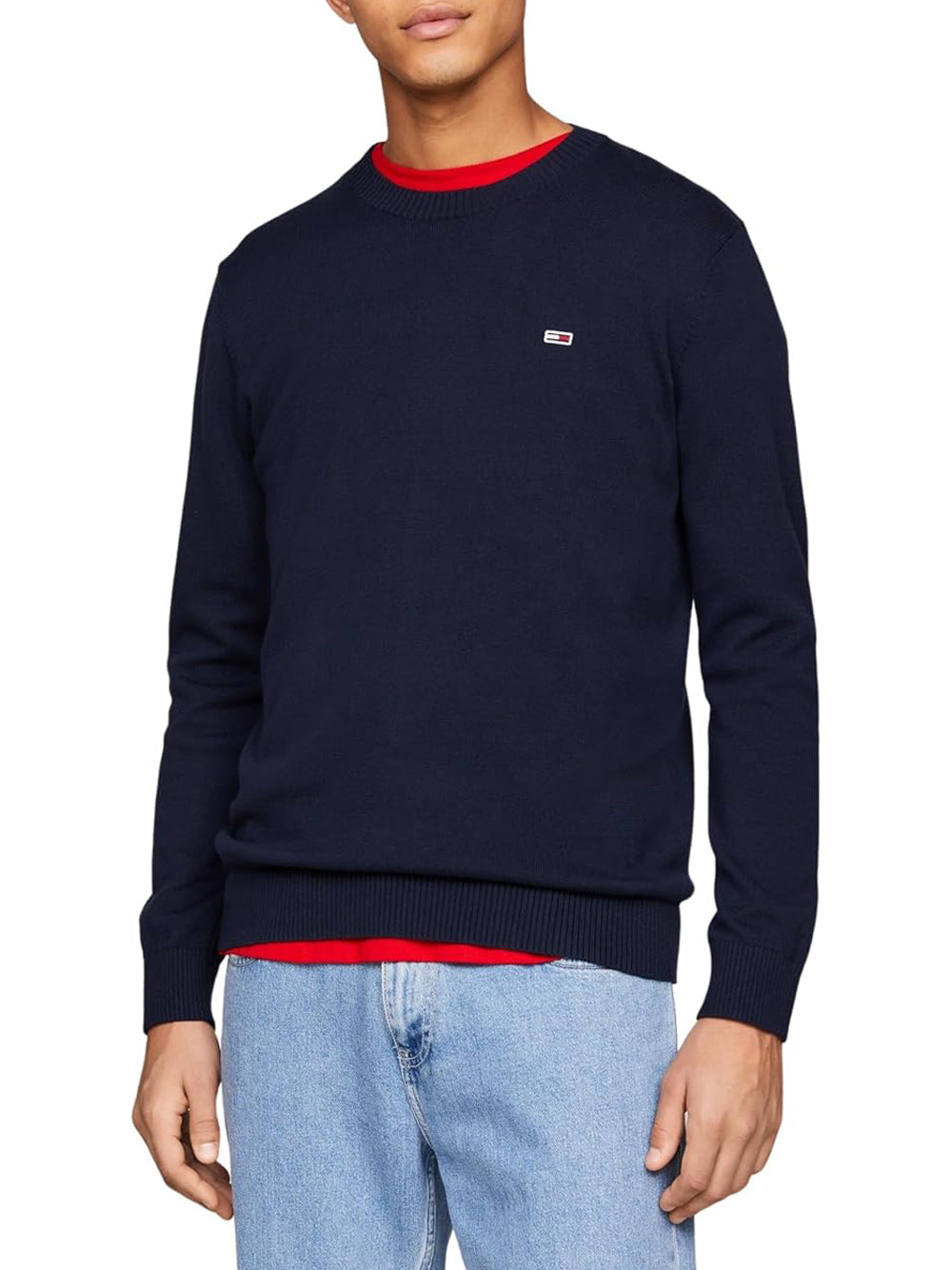 Maglione Girocollo Tjm Slim Ess Light S DM0DM18895 Dark Night Navy