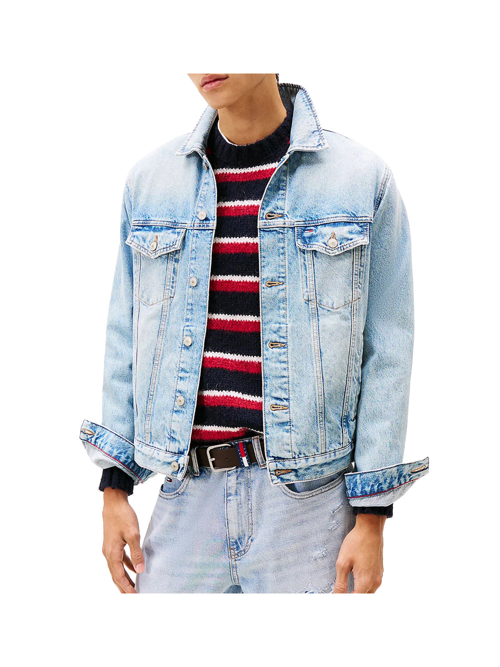 Giubbino di Jeans Ryan Rglr Trckr Rwb DM0DM21242 Denim Mid Light Blue