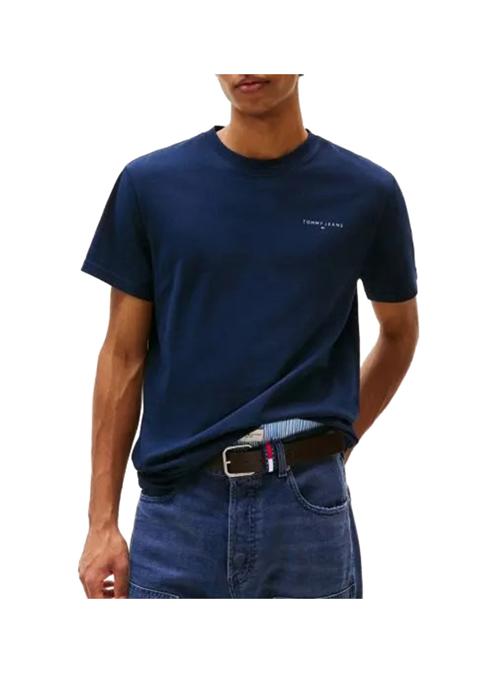 T-shirt a Maniche Corte Tjm Slim Linear Ches DM0DM21780 Dark Night Navy