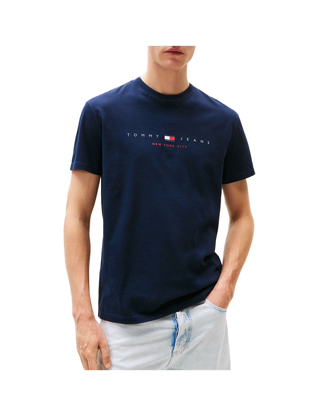 T-shirt a Maniche Corte Tjm Reg Flag Linear DM0DM21911 Dark Night Navy