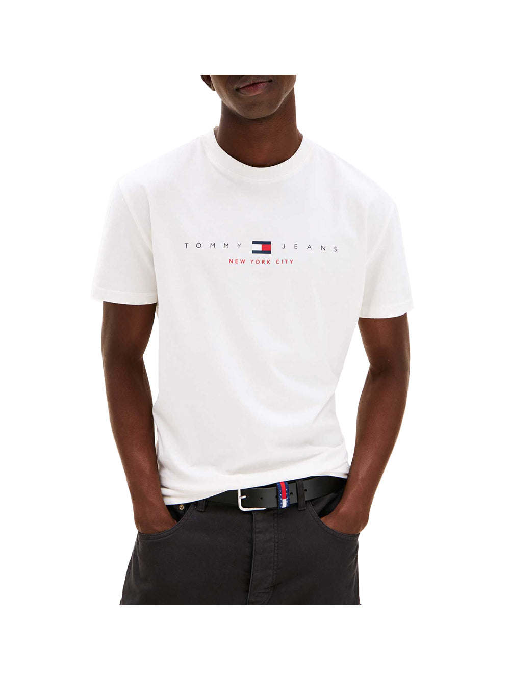 T-shirt a Maniche Corte Tjm Reg Flag Linear DM0DM21911 Ecru
