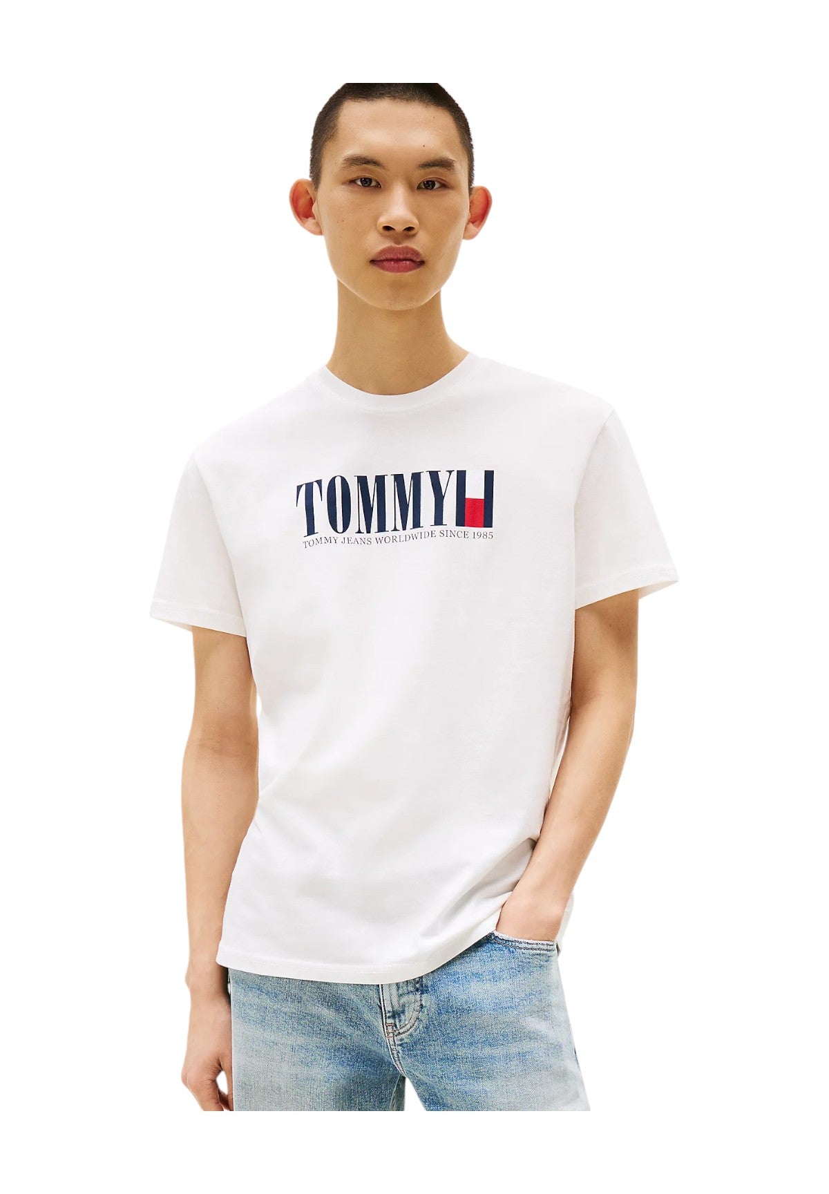 T-shirt a Maniche Corte Tjm Reg Tommy Dna Fl DM0DM21941 Ecru