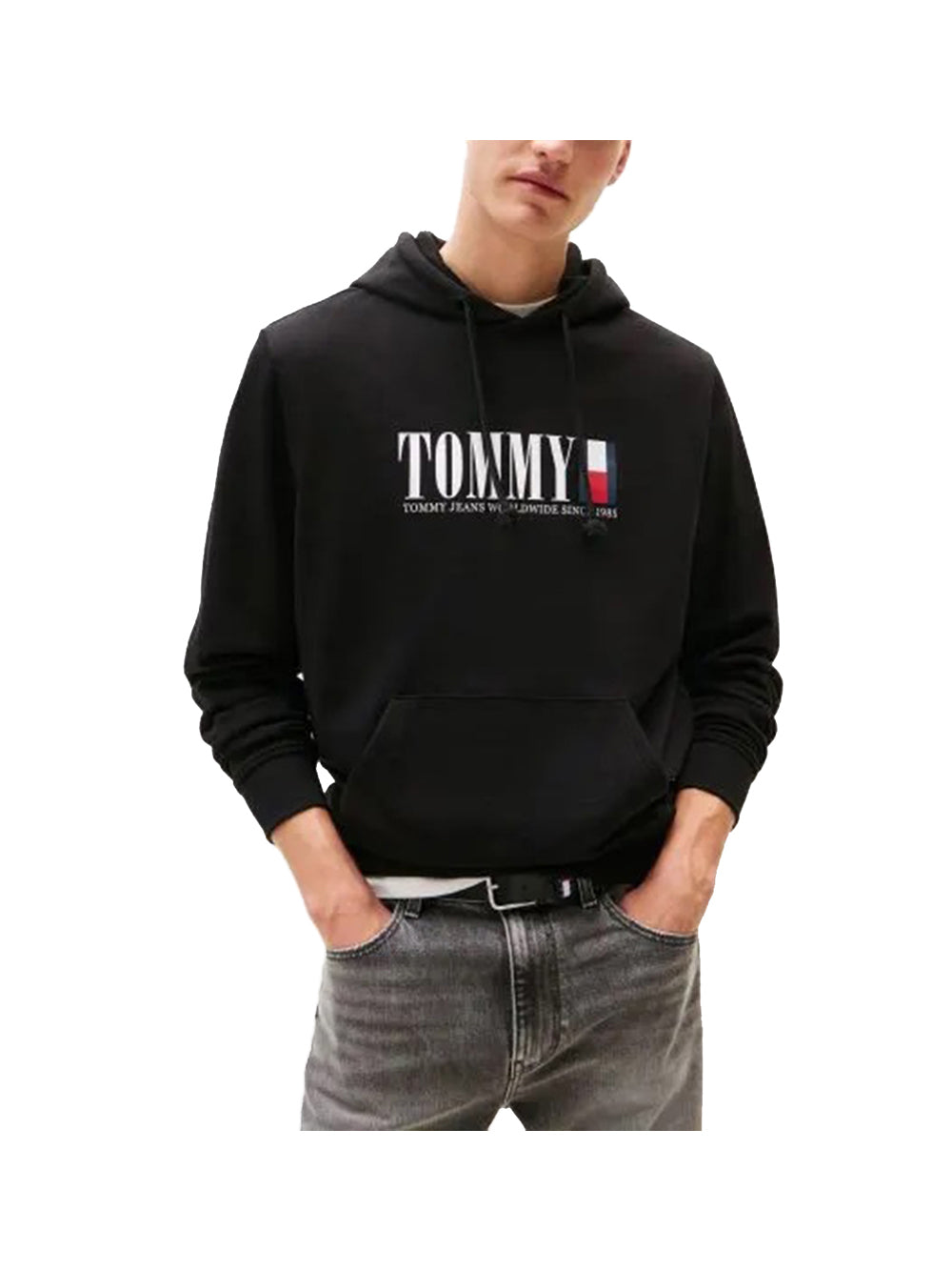 Felpa Pullover con Cappuccio Tjm Reg Rwb Dna Grap DM0DM22144 Black