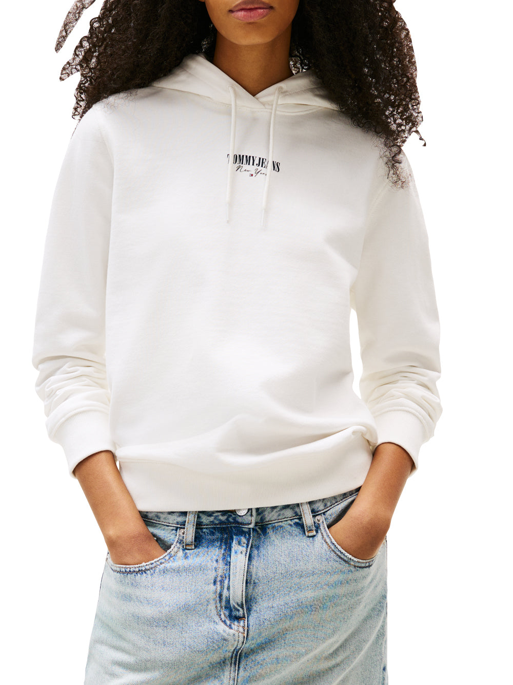 Felpa Pullover con Cappuccio Tjw Reg Ess Logo 2 H DW0DW20943 Ecru