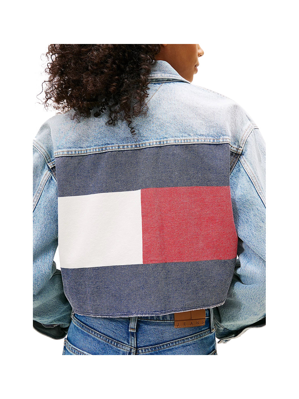Giubbino di Jeans Croppd Trckr Jkt Rwb DW0DW21063 Denim Mid Light Blue
