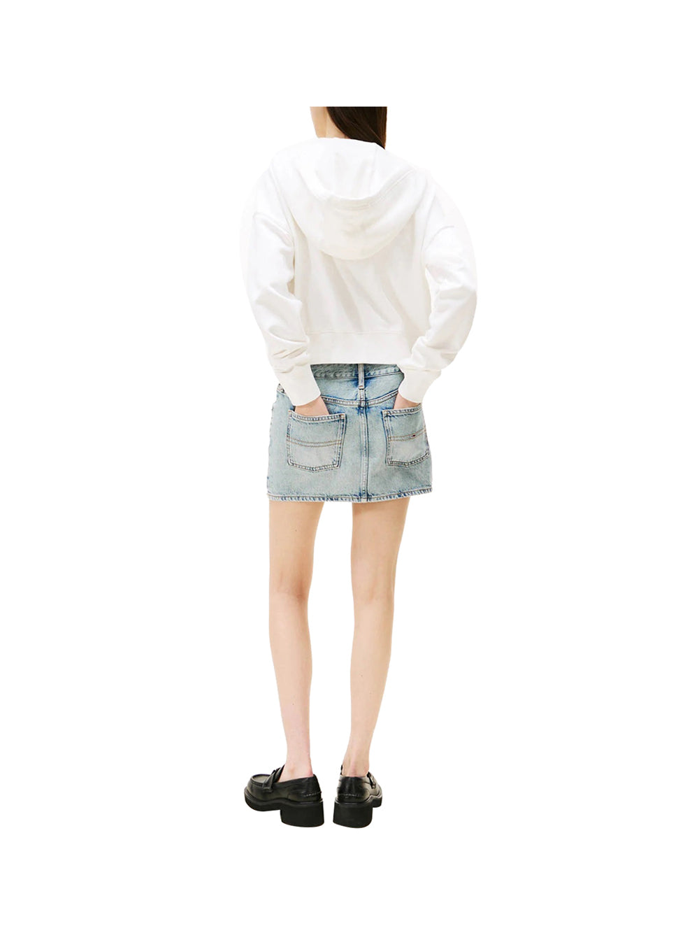Felpa Full-Zip con Cappuccio Tjw Bxy Crp Zip Thru DW0DW21147 Ecru