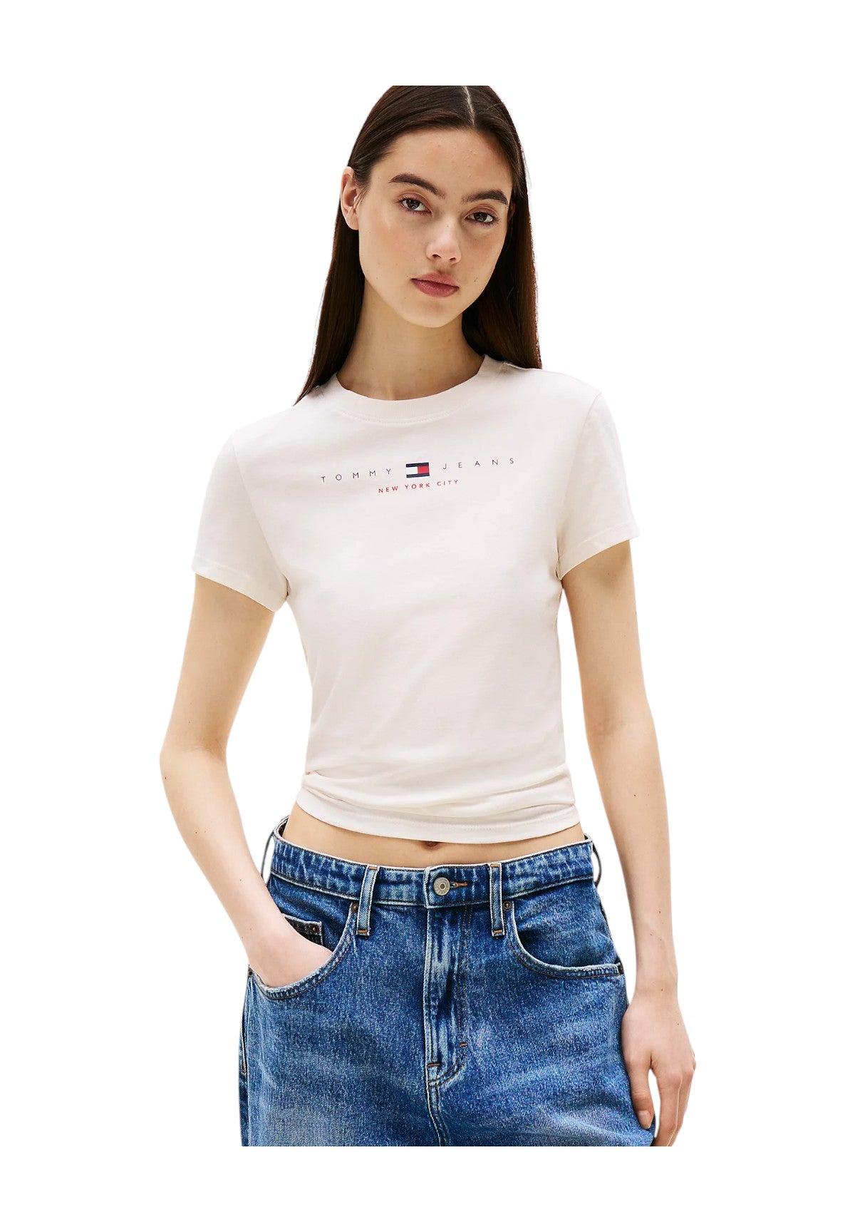 T-shirt a Maniche Corte Tjw Slim Tj Us Linea DW0DW21422 Ancient White