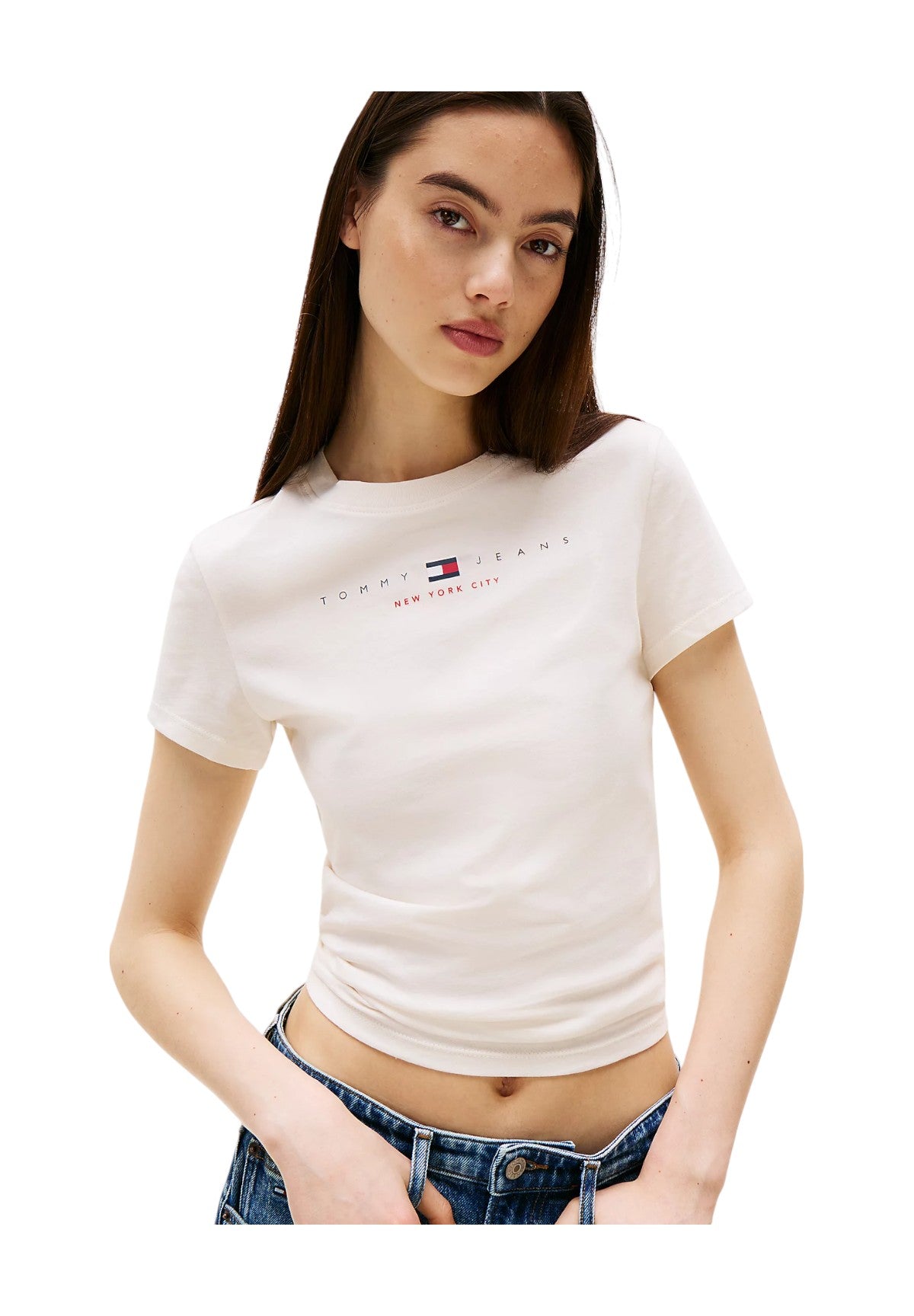 T-shirt a Maniche Corte Tjw Slim Tj Us Linea DW0DW21422 Ancient White