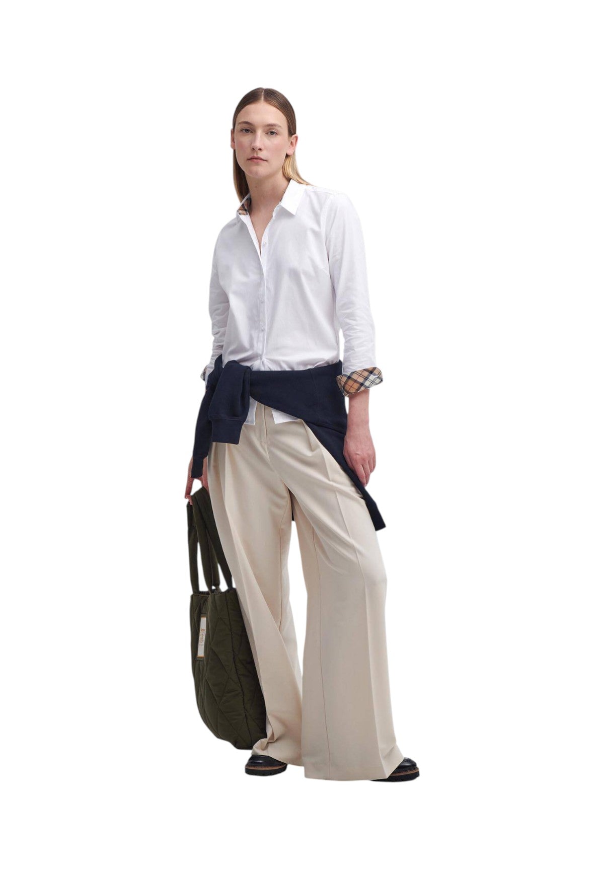 Camicia a Maniche Lunghe Derwent Shirt LSH1409 White, Hessian Tartan