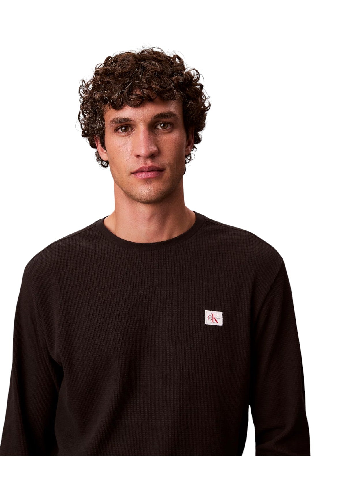 T-shirt a Maniche Lunghe Ls Waffle Badge Crew LV040EM217 Black