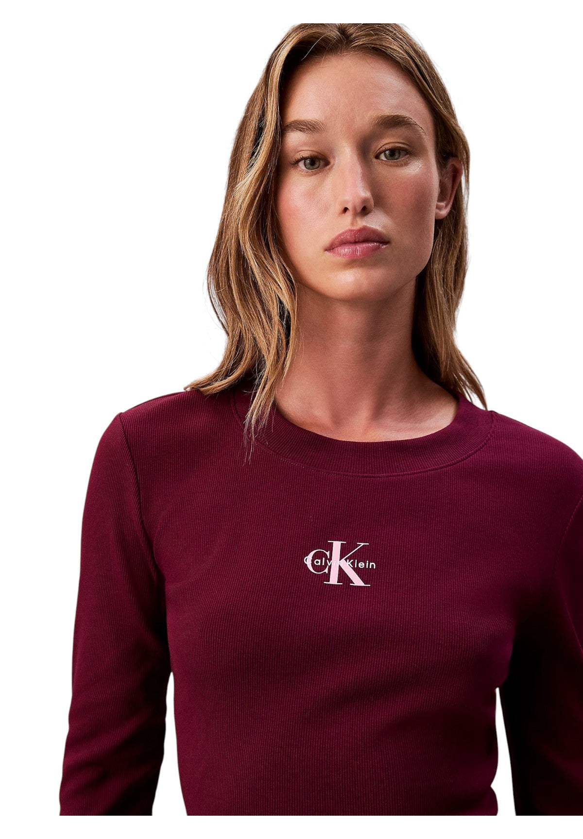 T-shirt a Maniche Lunghe Ls Monologo Baby Tee LV047A803G Berry Glaze