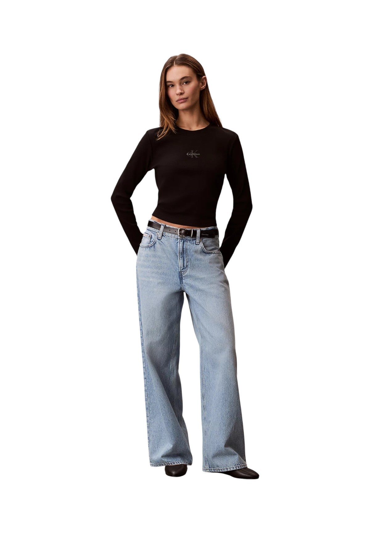 T-shirt a Maniche Lunghe Ls Monologo Baby Tee LV047A803G Black