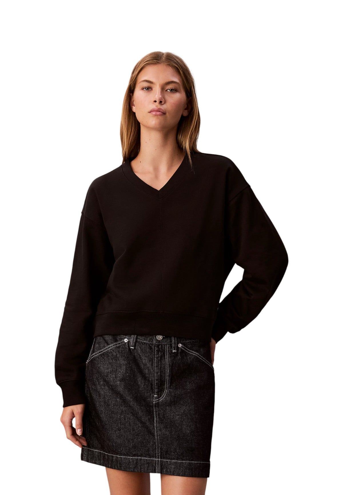 Felpa Girocollo Ls Terry Woven Label LV047E237G Black