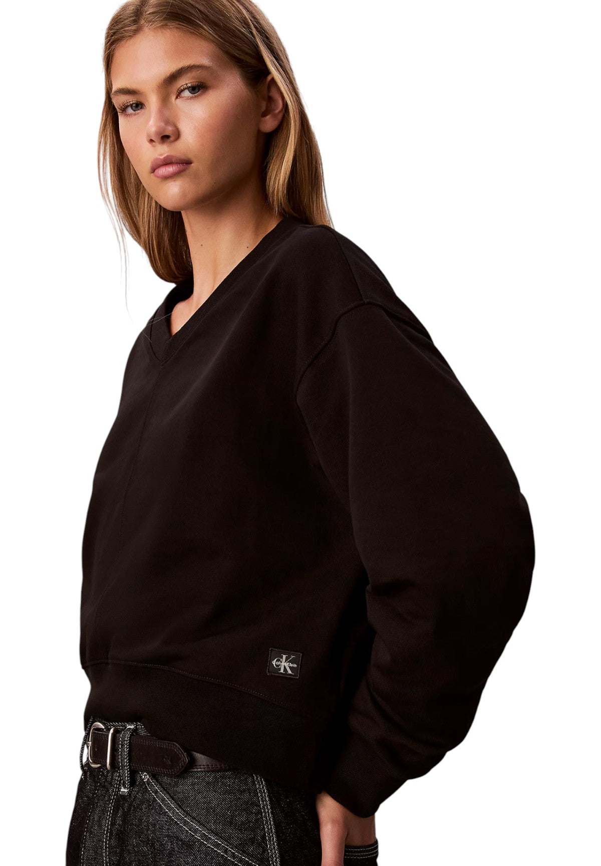 Felpa Girocollo Ls Terry Woven Label LV047E237G Black