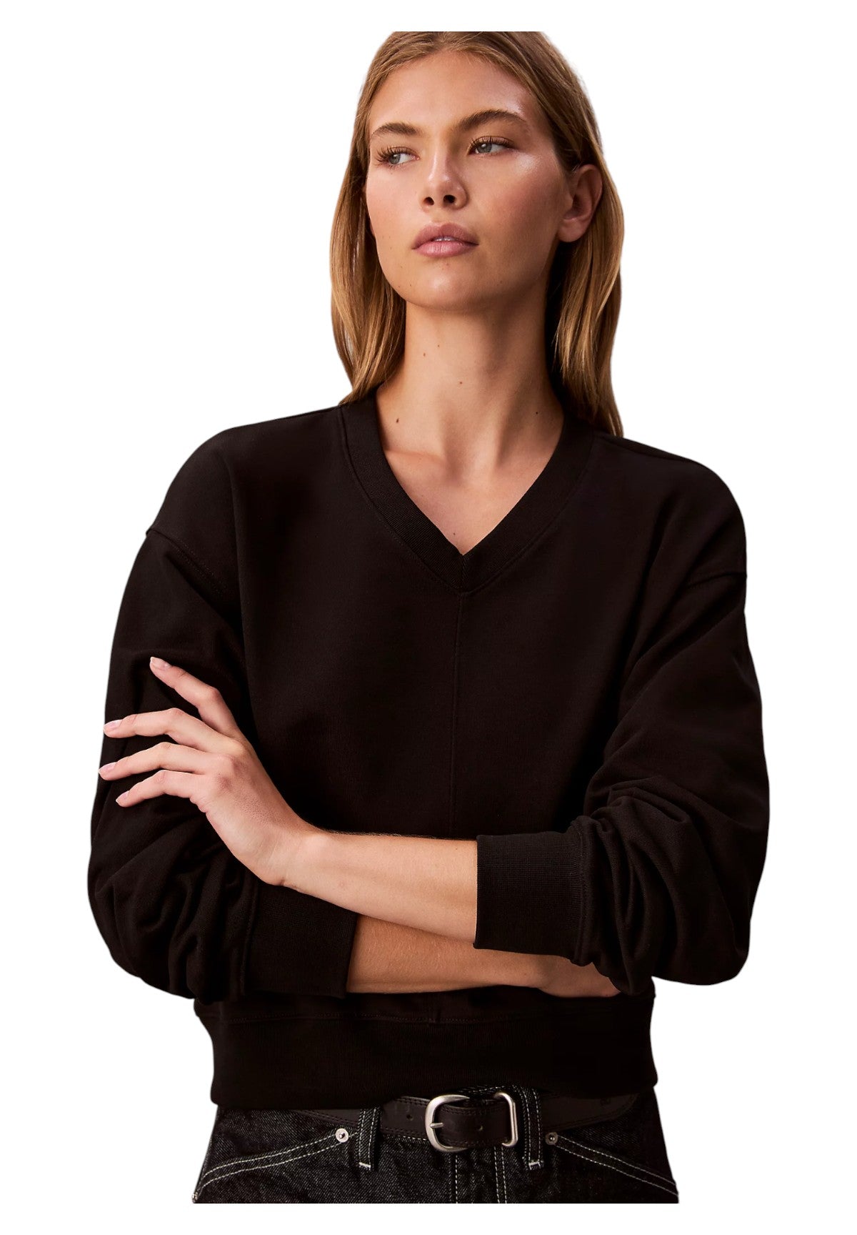 Felpa Girocollo Ls Terry Woven Label LV047E237G Black