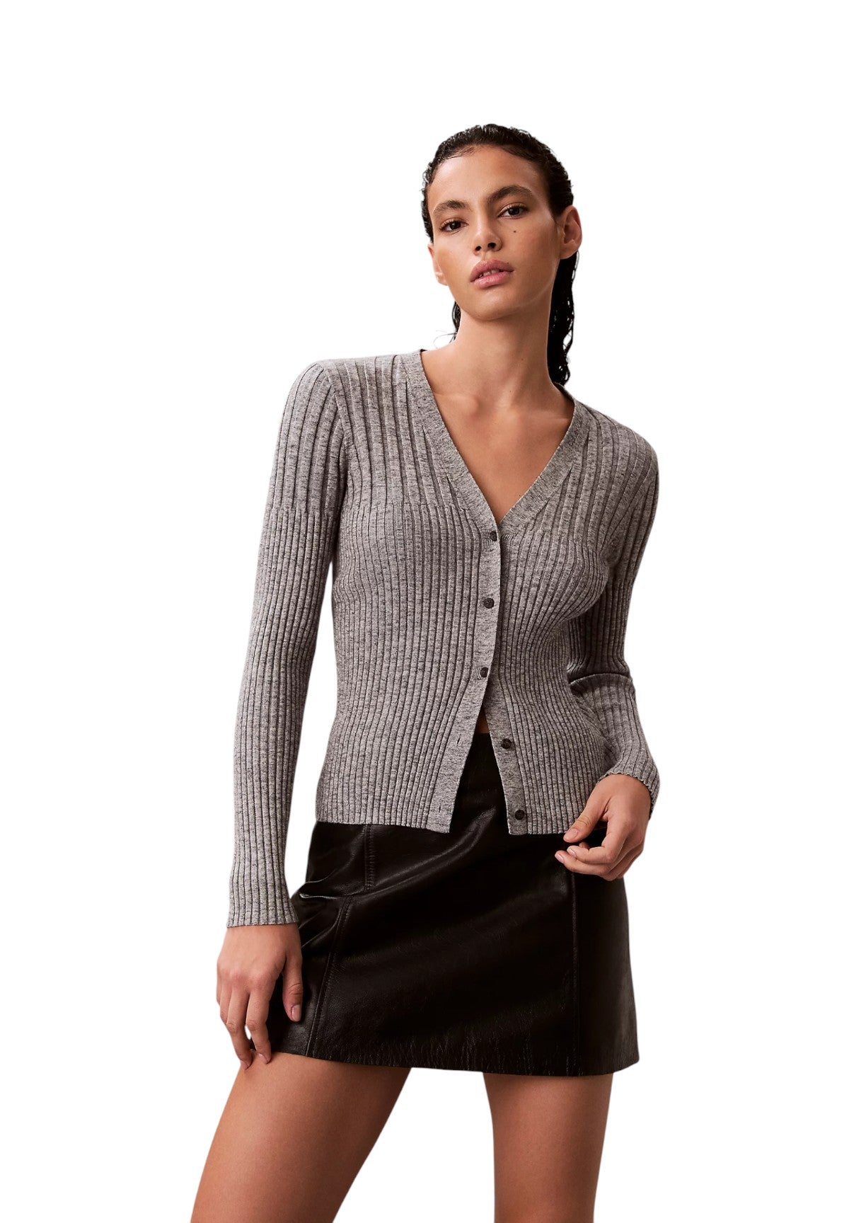 Cardigan Mouline Rib Cardigan LV047E331G Quiet Gray Melange