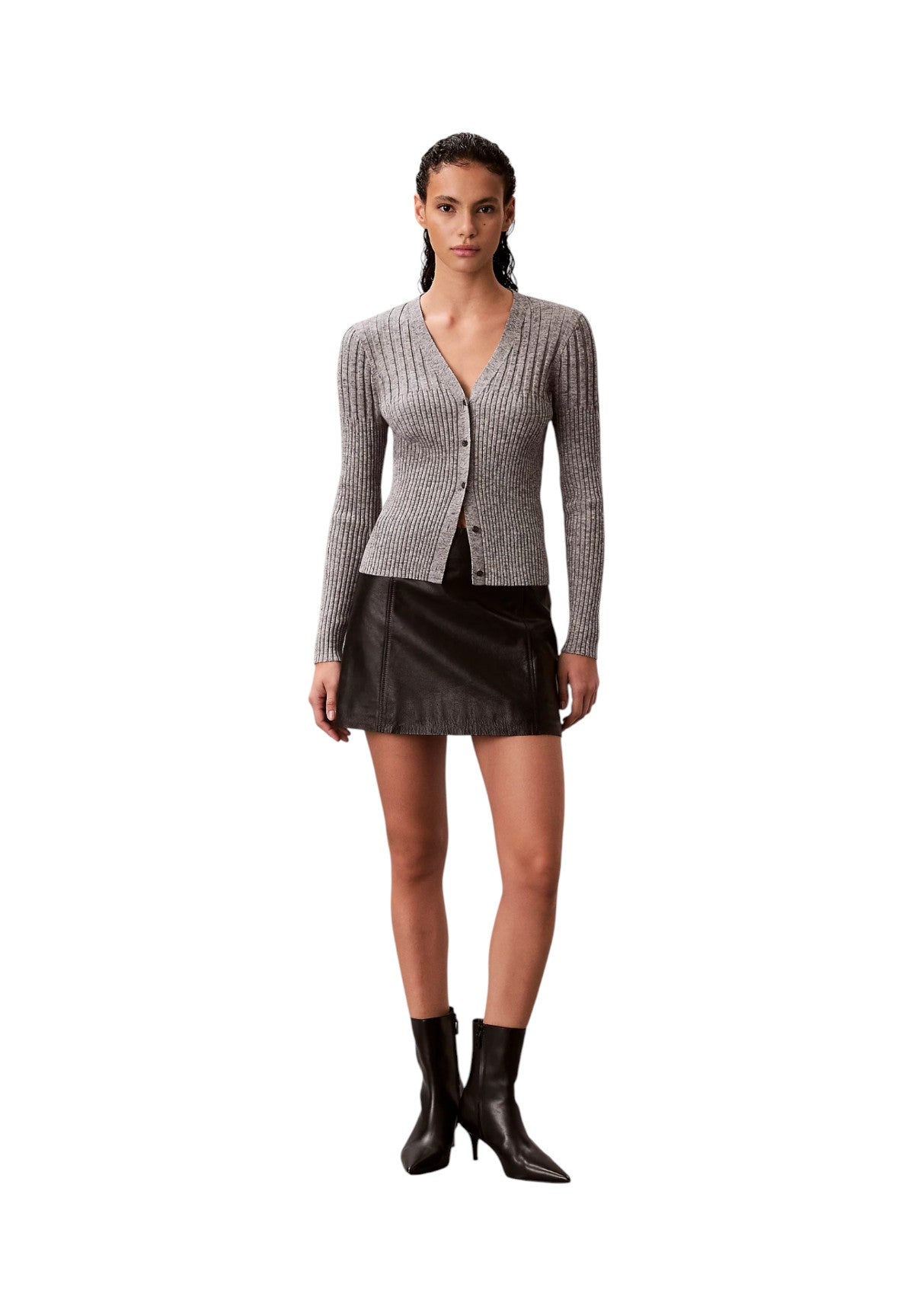 Cardigan Mouline Rib Cardigan LV047E331G Quiet Gray Melange