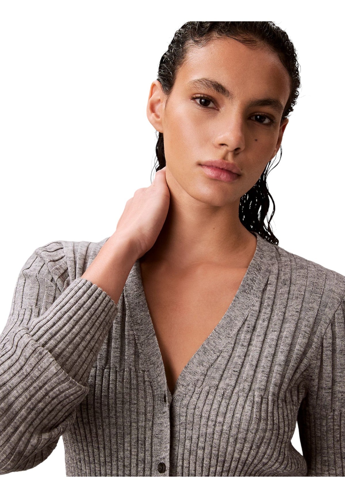 Cardigan Mouline Rib Cardigan LV047E331G Quiet Gray Melange