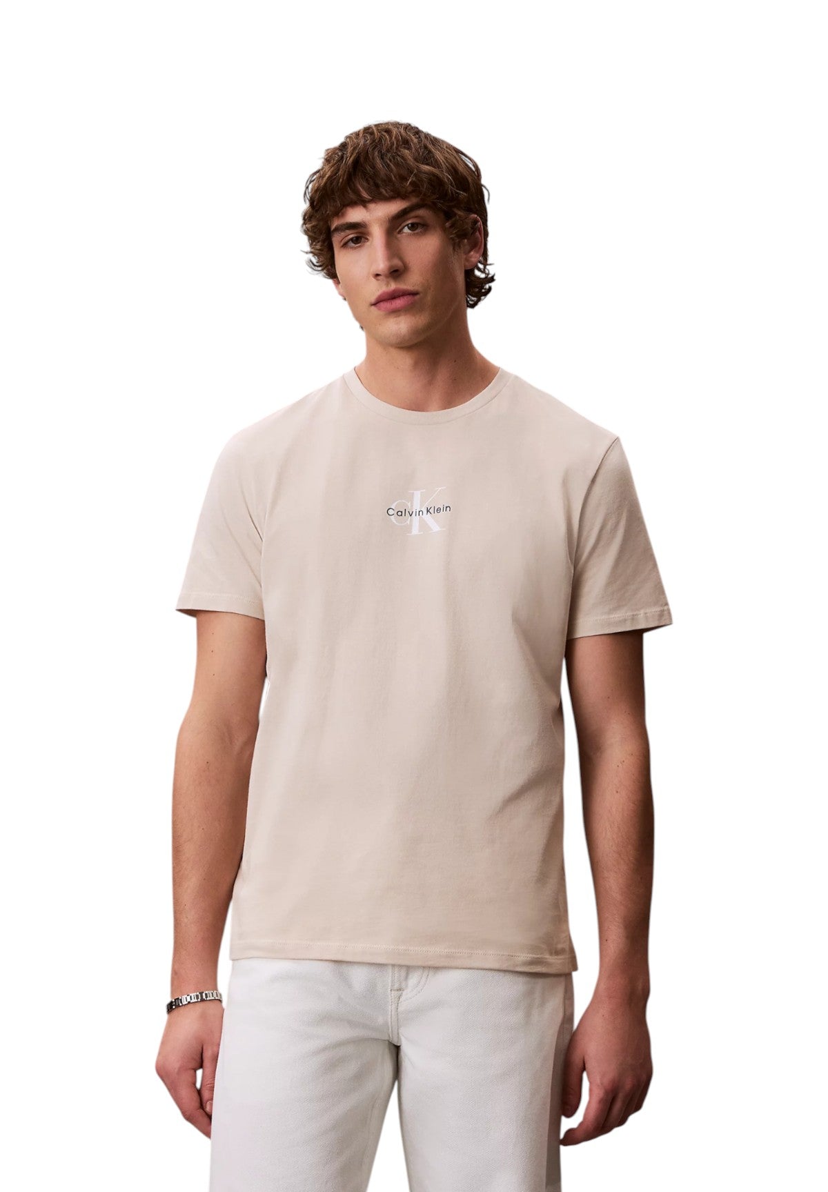 T-shirt a Maniche Corte Ss 30S Micro Monolog LV04RB866G Oatmeal