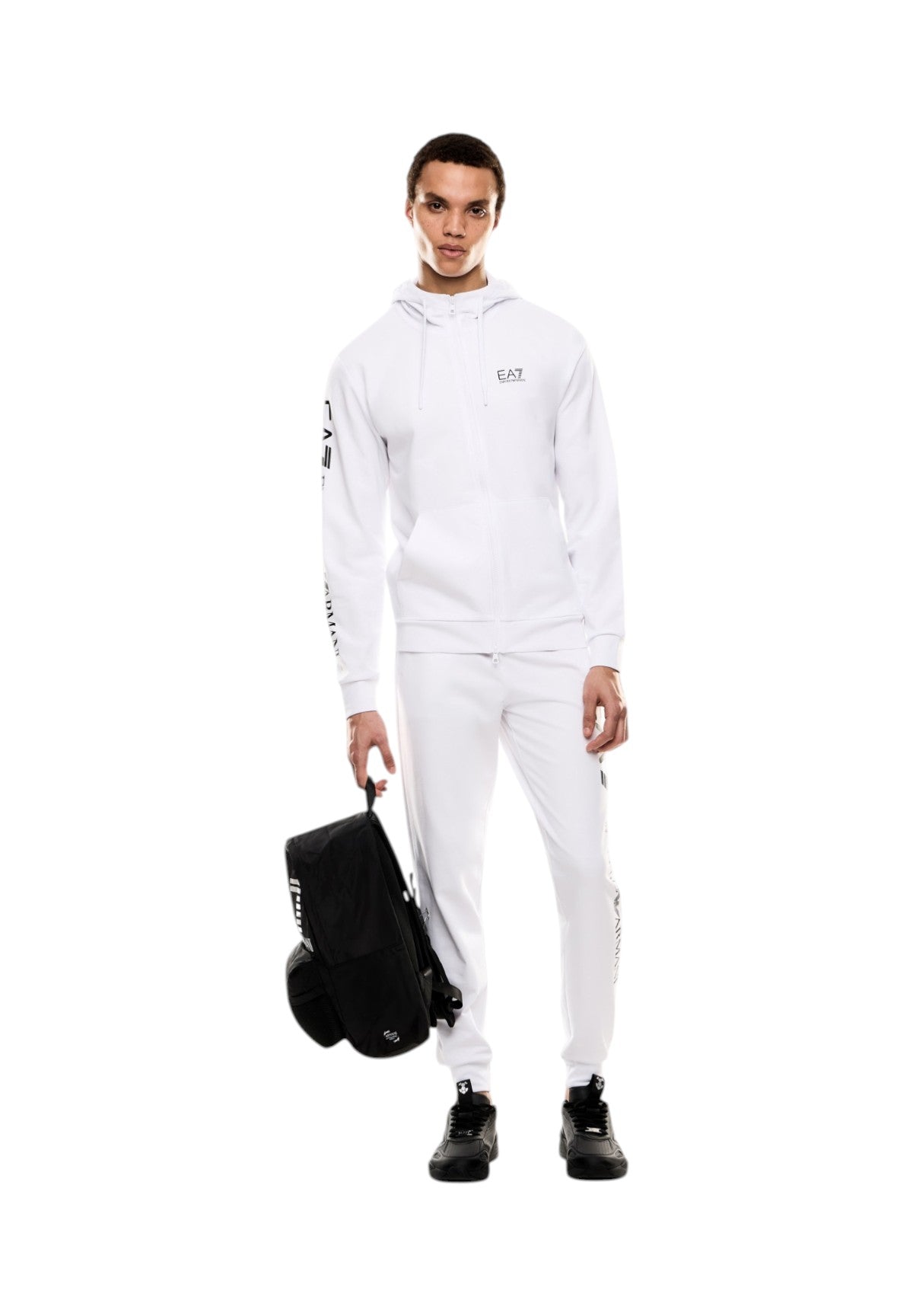 Felpa Pullover con Cappuccio 7M000568 White, black