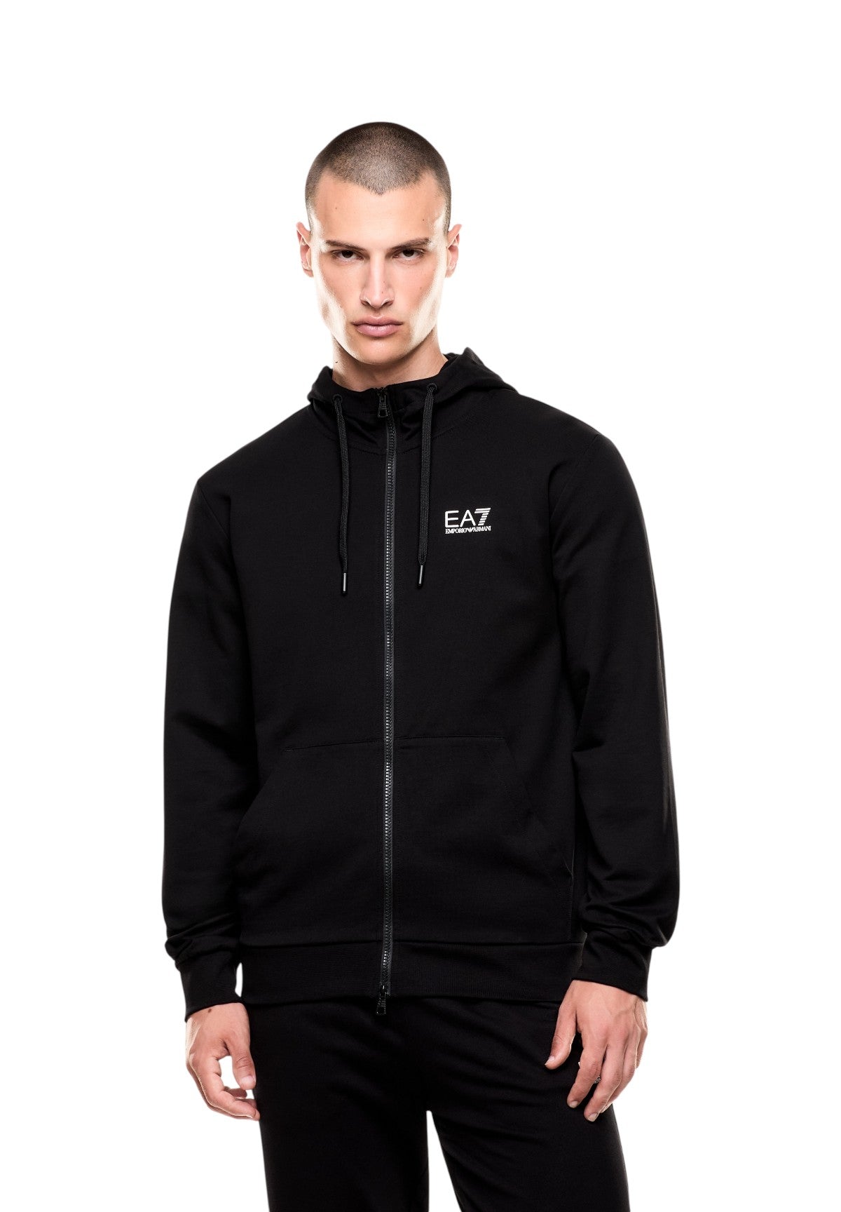 Felpa Pullover con Cappuccio 7M000568 Black, White