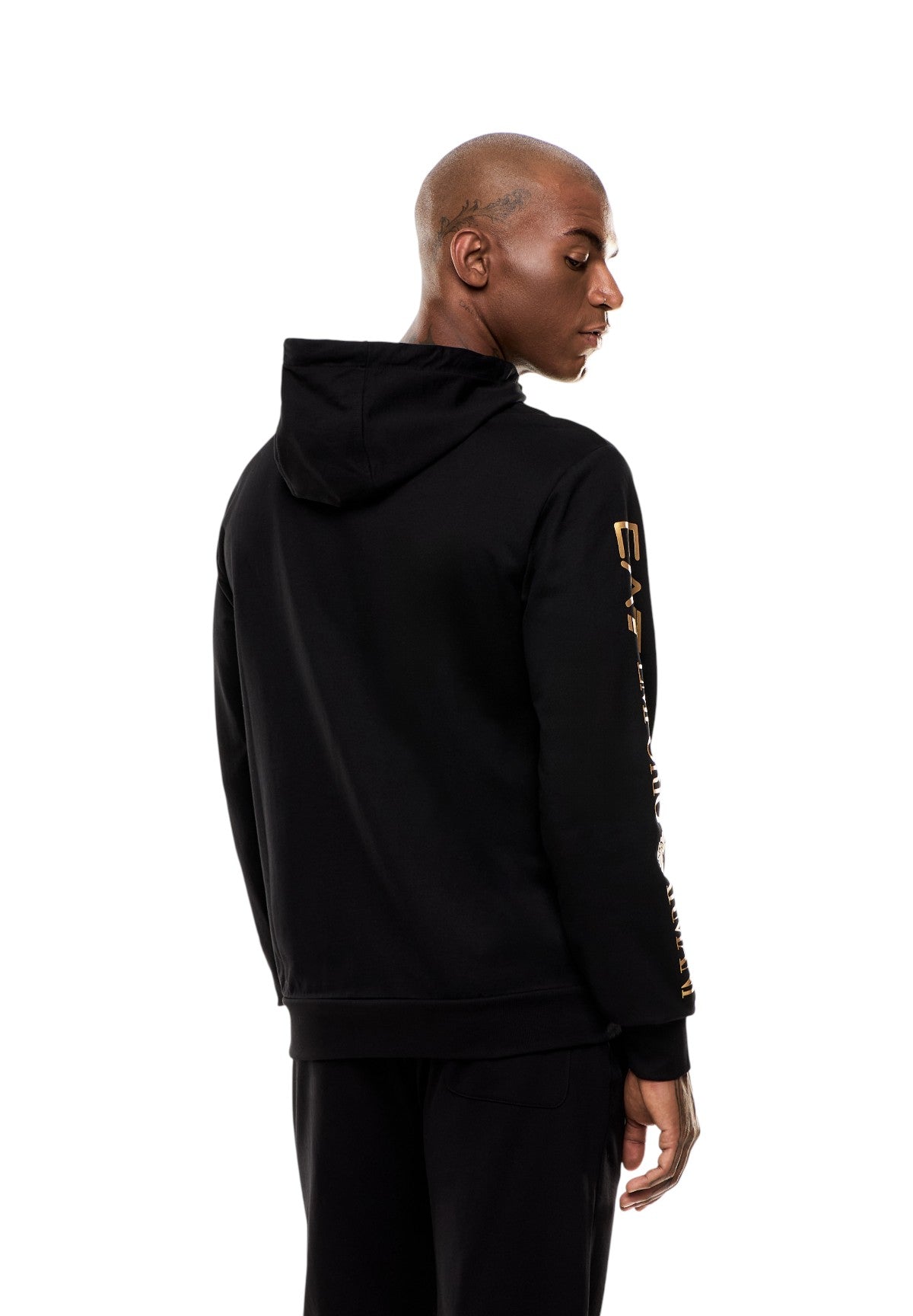 Felpa Pullover con Cappuccio 7M000568 Black, Gold