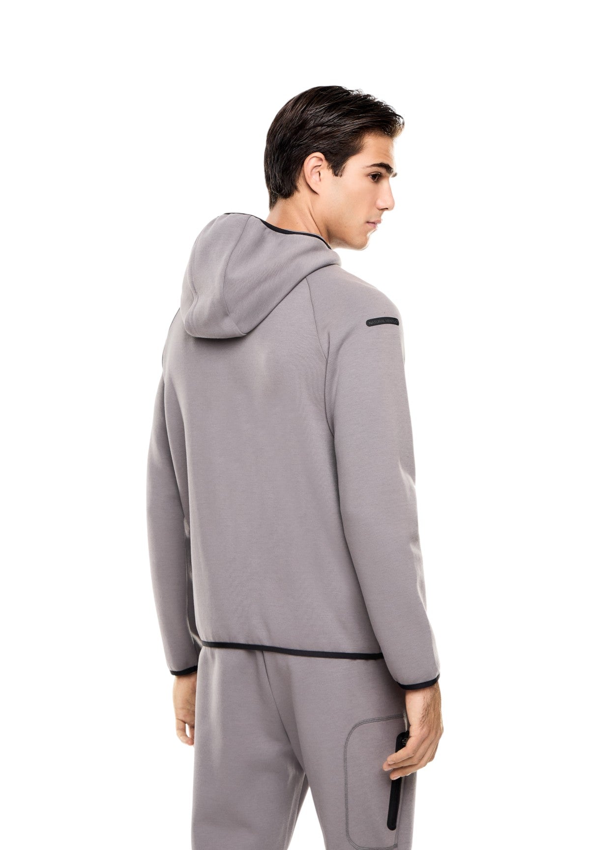 Felpa Full-Zip con Cappuccio 7M001598 Smoked Pearl