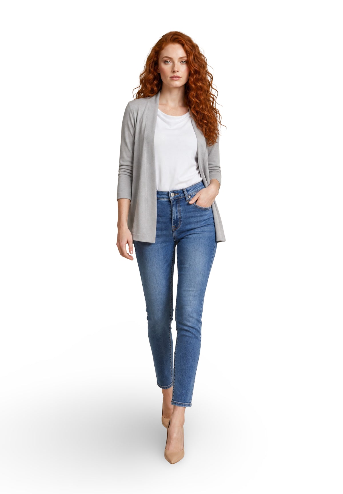 Cardigan 2615341041200 EMMGELA Grigio chiaro melange