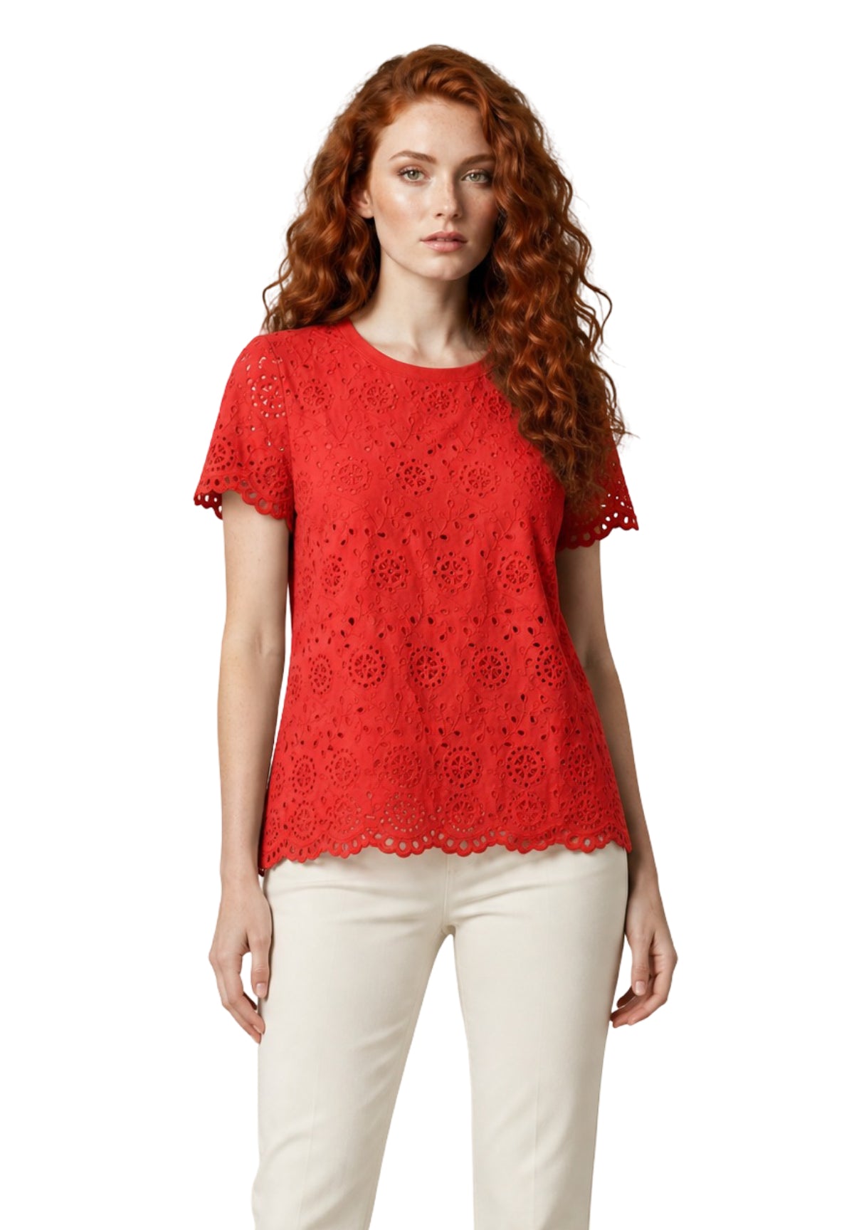 T-shirt a Maniche Corte 2615971022200 EMMVELETTA Rosso geranio
