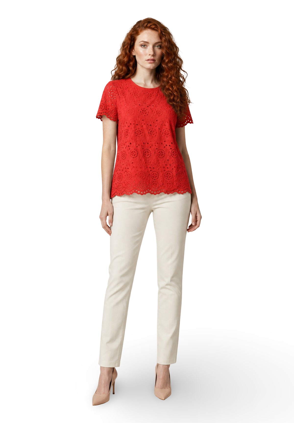 T-shirt a Maniche Corte 2615971022200 EMMVELETTA Rosso geranio