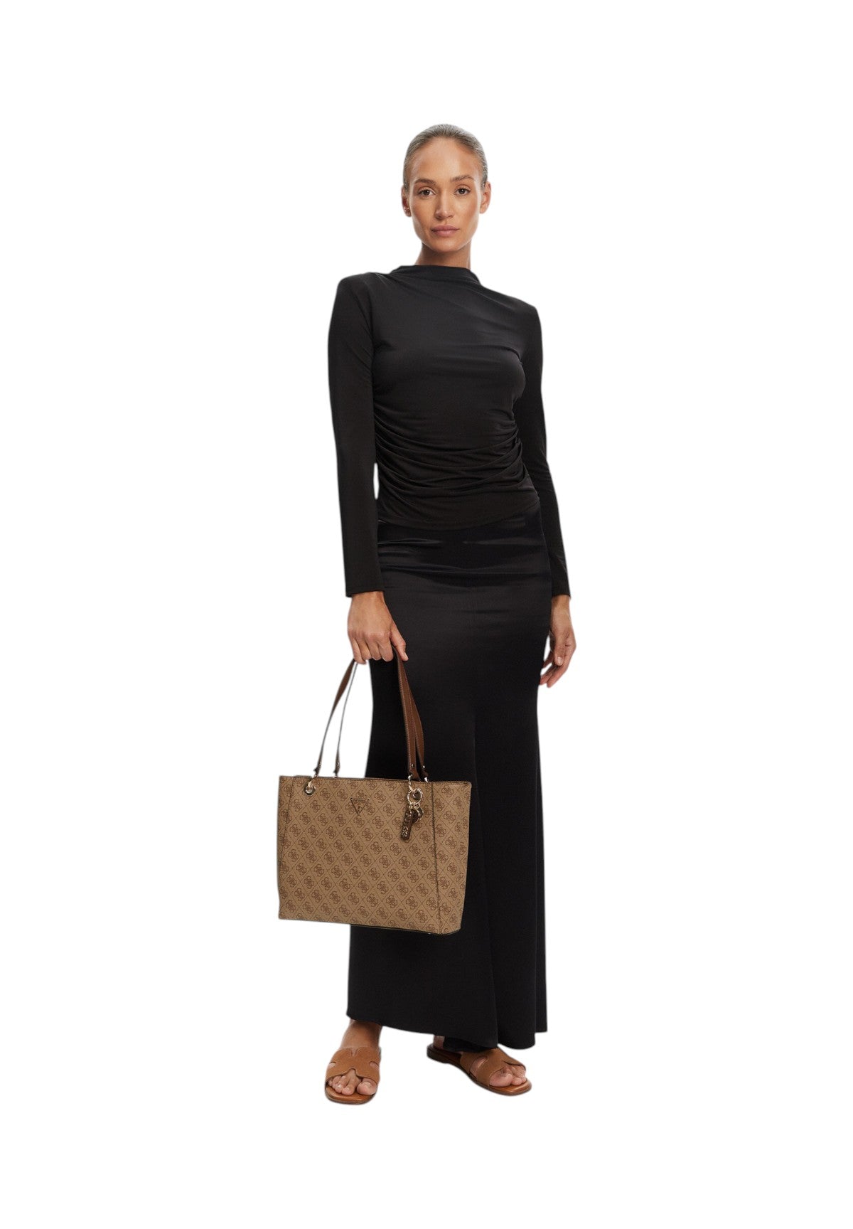 Borsa a Spalla Noelle Ii 3 Comp Shldr Xbody HWBG96 Latte Logo, Brown