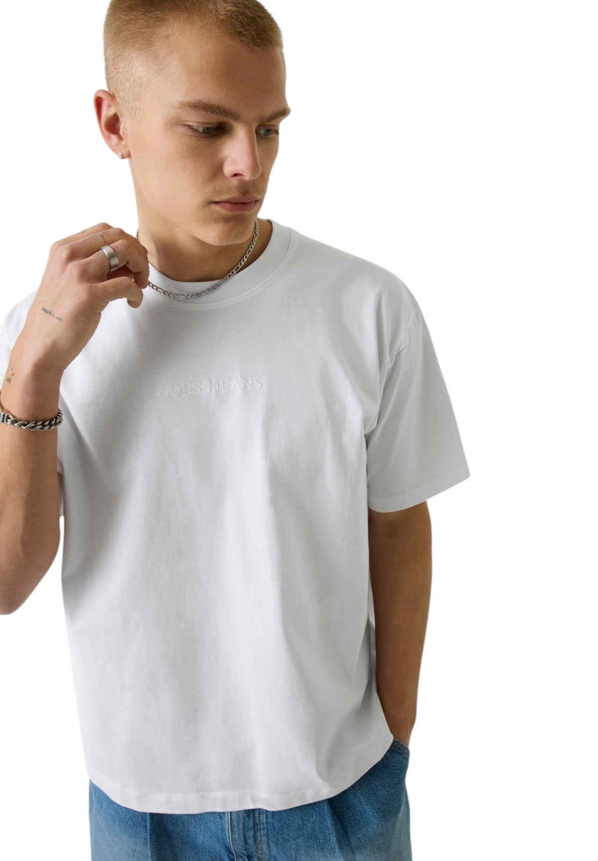 T-shirt a Maniche Corte Gj Ss Cn Os Logo Emb Tee M4YI44 Pure White