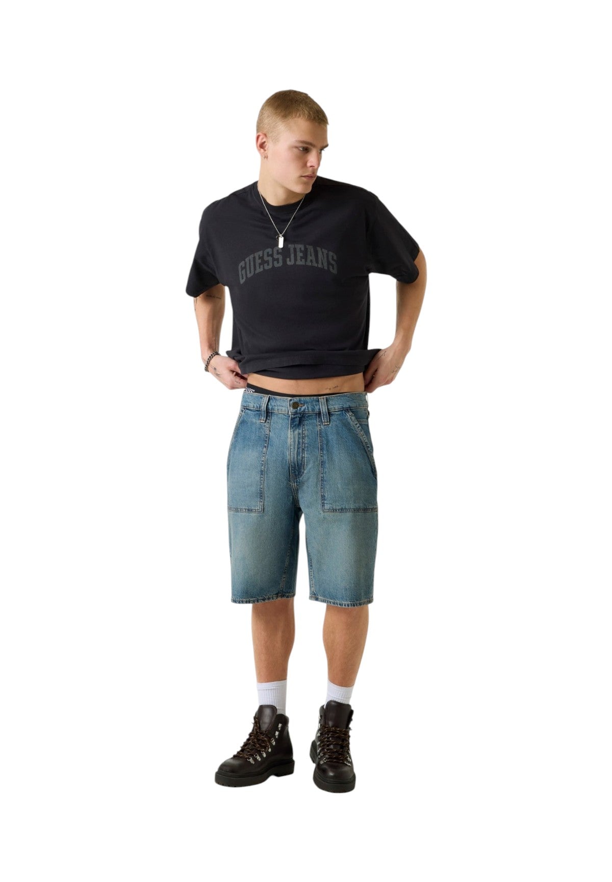 T-shirt a Maniche Corte Gj Ss Cn Boxy Cropped Tee M6GIB6 Jet Black Multi